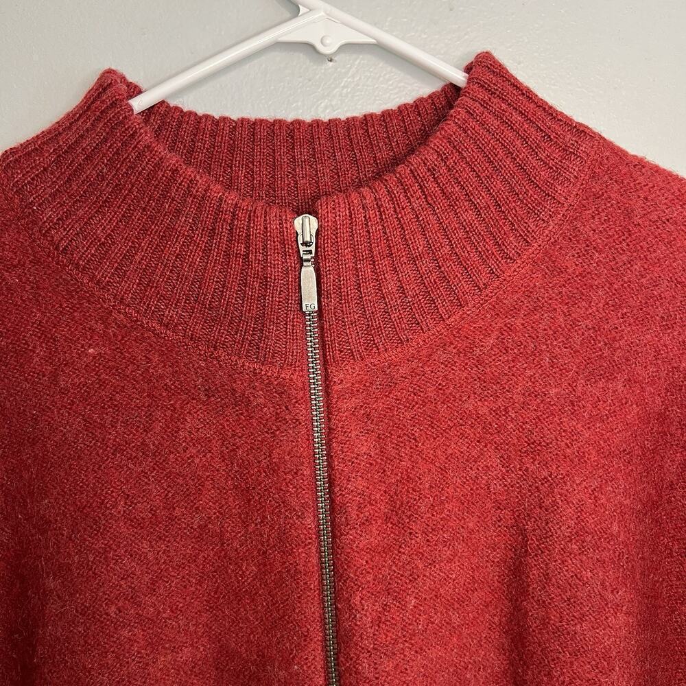 Vintage FG Women's 100% Wool Zip Up Sweater Red Sz L Australia Basic Classic - Picture 2 of 13
